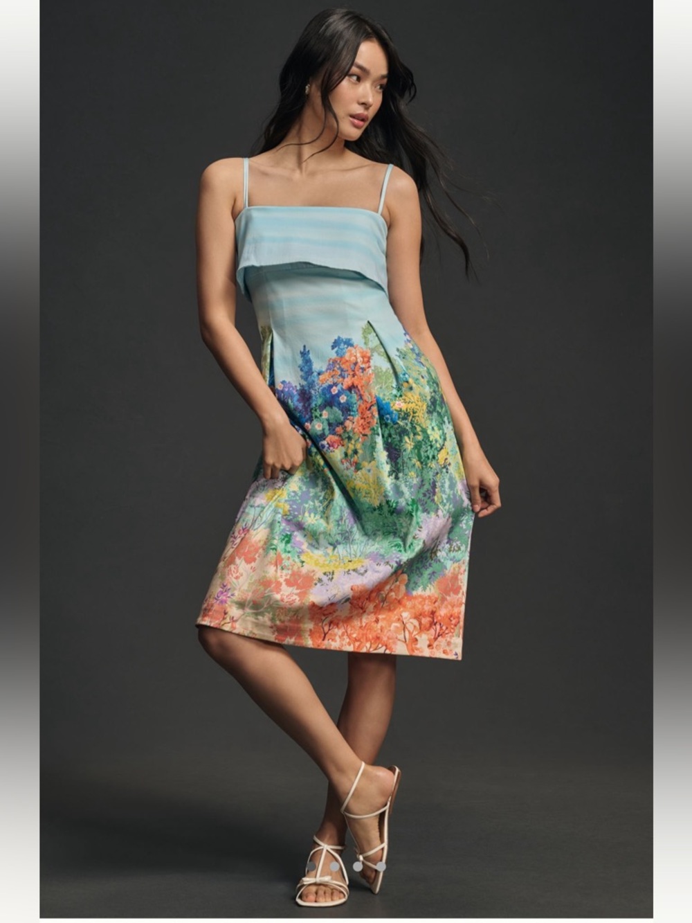 Anthropologie sleeveless fold over knee length dress